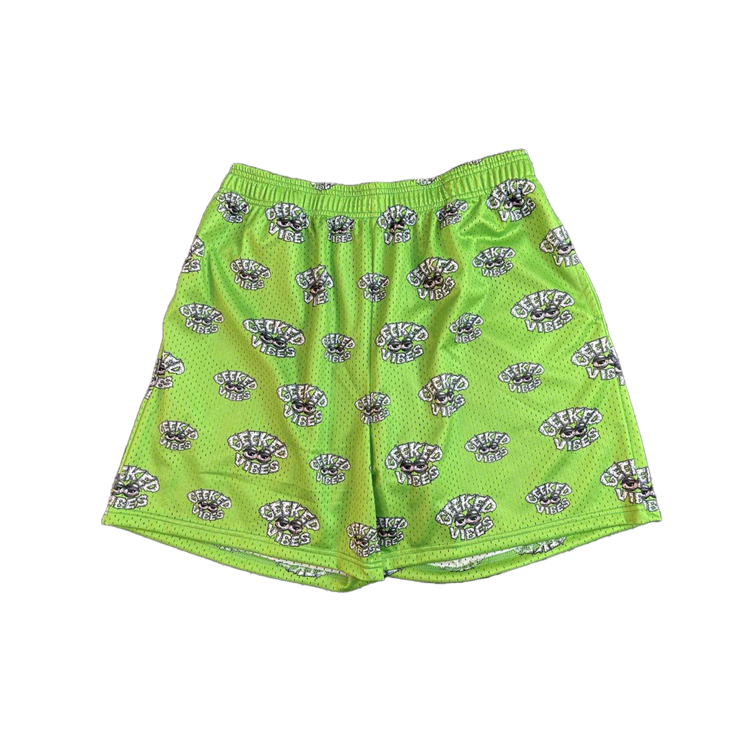 Green Geeked Vibes Mesh Shorts