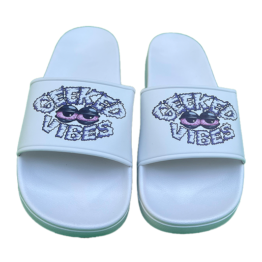 White Geeked Vibes Slides